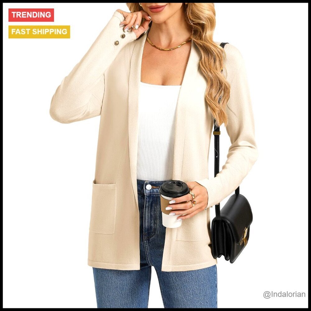 Lightweight Long Cardigan Open Front Sweater Chic Minimal Spring Layering